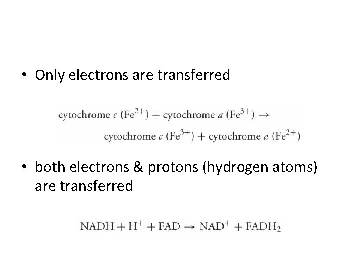  • Only electrons are transferred • both electrons & protons (hydrogen atoms) are