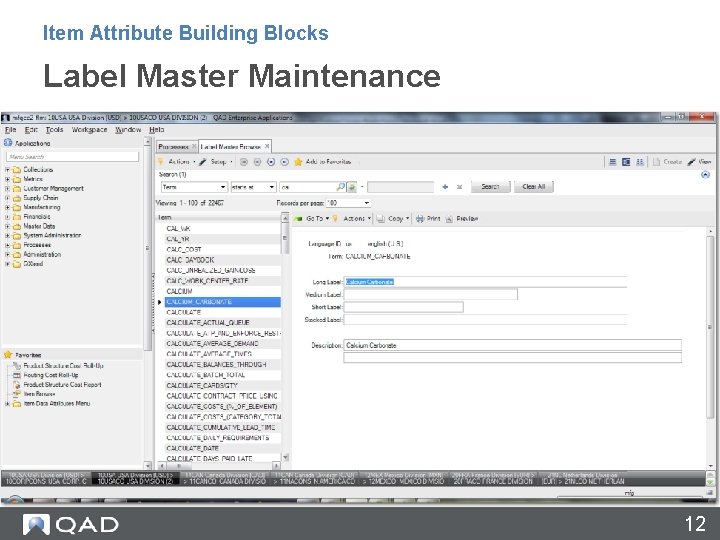 Item Attribute Building Blocks Label Master Maintenance 12 