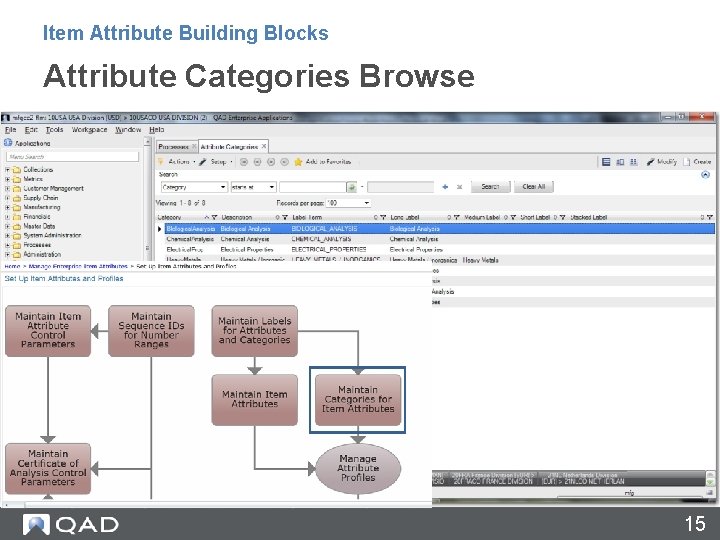 Item Attribute Building Blocks Attribute Categories Browse 15 