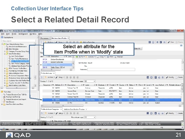 Collection User Interface Tips Select a Related Detail Record Select an attribute for the