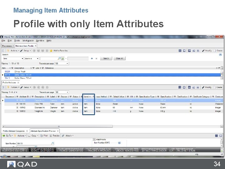 Managing Item Attributes Profile with only Item Attributes 34 