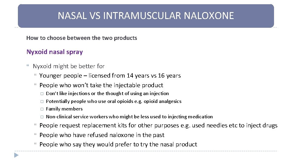NASAL VS INTRAMUSCULAR NALOXONE How to choose between the two products Nyxoid nasal spray