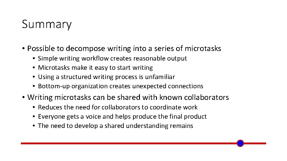 Summary • Possible to decompose writing into a series of microtasks • • Simple