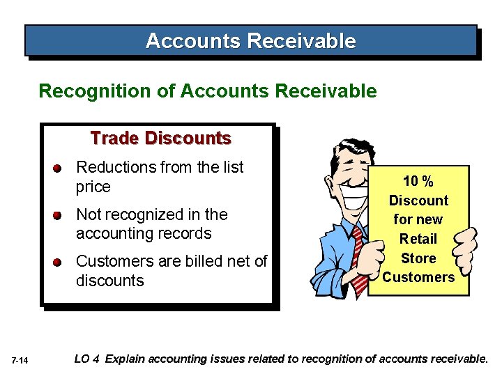 Accounts Receivable Recognition of Accounts Receivable Trade Discounts Reductions from the list price Not