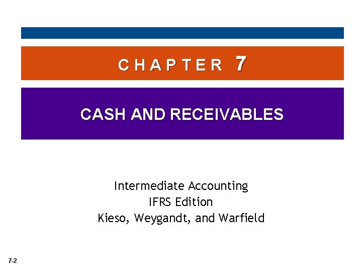 CHAPTER 7 CASH AND RECEIVABLES Intermediate Accounting IFRS Edition Kieso, Weygandt, and Warfield 7