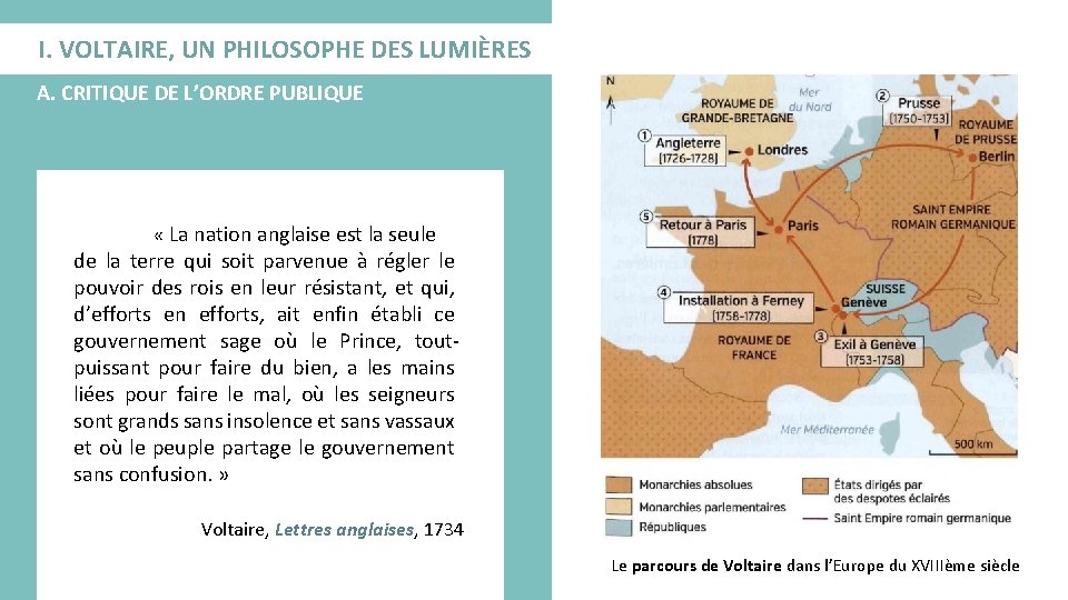 I. VOLTAIRE, UN PHILOSOPHE DES LUMIÈRES A. CRITIQUE DE L’ORDRE PUBLIQUE « La nation