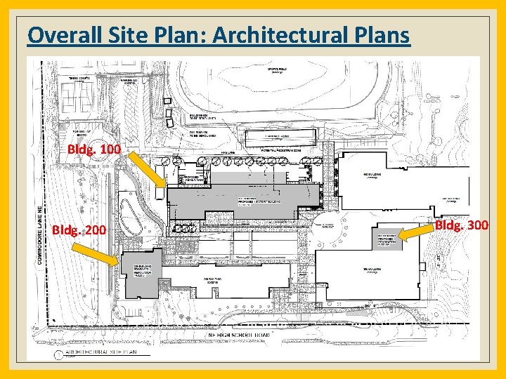 Overall Site Plan: Architectural Plans Bldg. 100 Bldg. 200 Bldg. 300 