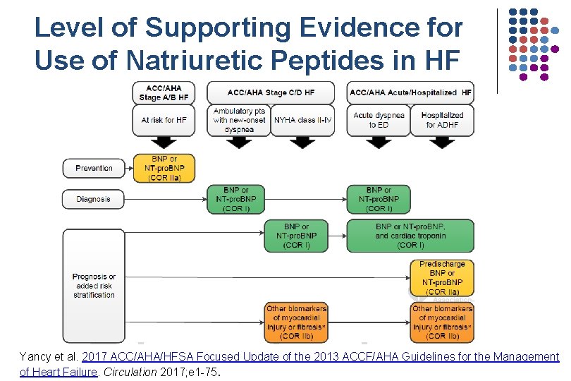 Level of Supporting Evidence for Use of Natriuretic Peptides in HF Yancy et al.