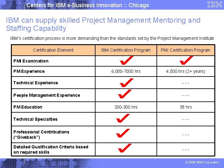 Centers for IBM e-Business Innovation : : Chicago IBM can supply skilled Project Management