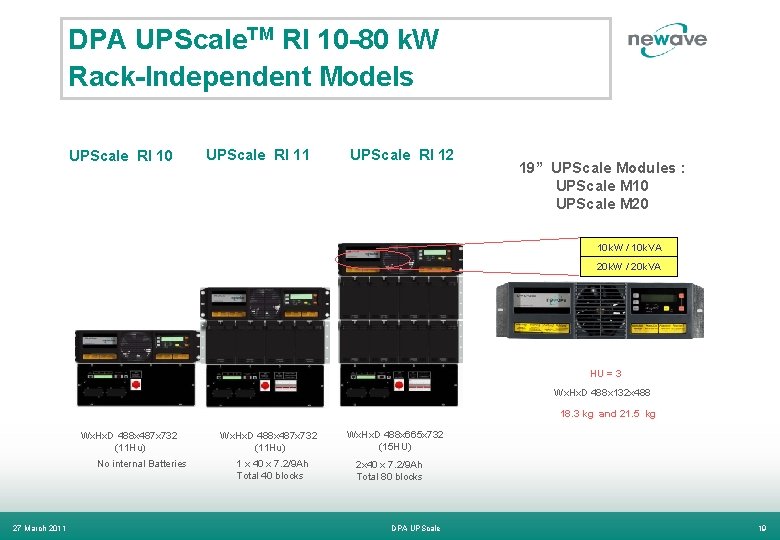DPA UPScale. TM RI 10 -80 k. W Rack-Independent Models UPScale RI 10 UPScale