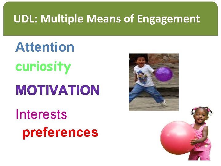 UDL: Multiple Means of Engagement Attention curiosity Interests preferences 