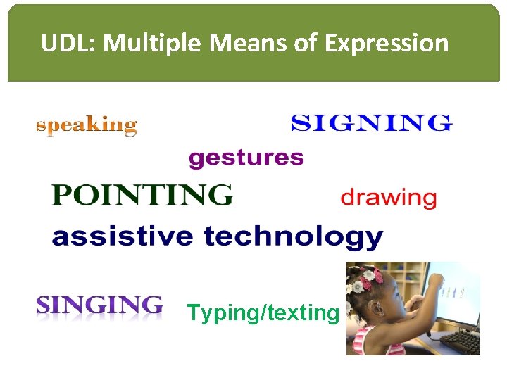 UDL: Multiple Means of Expression Typing/texting 