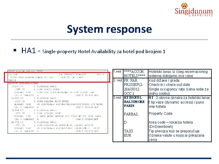 AUSTRIAN SERBIAN TOURISM PROGRAMMES System response § HA 1 - Single-property Hotel Availability za