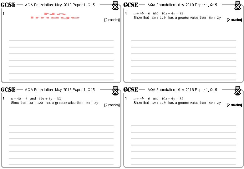 AQA Foundation: May 2018 Paper 1, Q 15 1 [2 marks] 