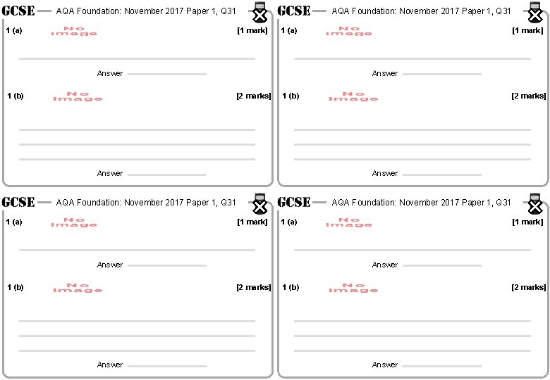 AQA Foundation: November 2017 Paper 1, Q 31 1 (a) AQA Foundation: November 2017