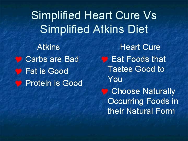 Simplified Heart Cure Vs Simplified Atkins Diet Atkins Y Carbs are Bad Y Fat