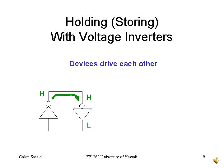 Holding (Storing) With Voltage Inverters Devices drive each other H H L Galen Sasaki