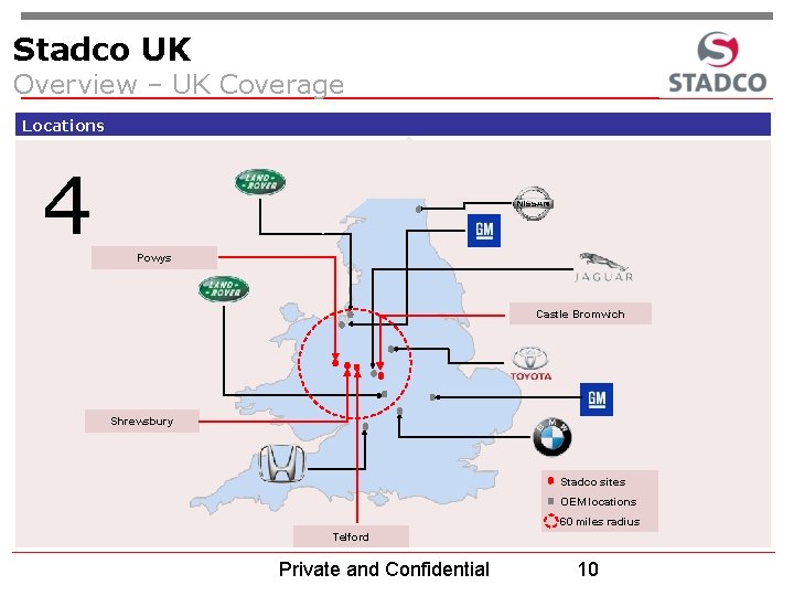 Stadco UK Overview – UK Coverage Locations 4 Powys Castle Bromwich Shrewsbury Stadco sites