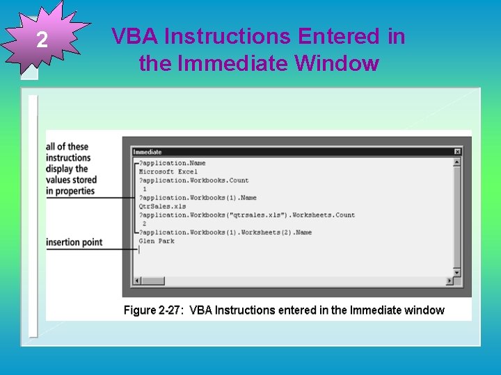 2 VBA Instructions Entered in the Immediate Window 