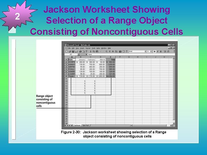 2 Jackson Worksheet Showing Selection of a Range Object Consisting of Noncontiguous Cells 