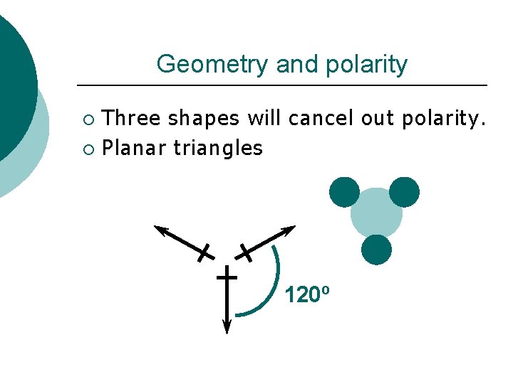 Geometry and polarity Three shapes will cancel out polarity. ¡ Planar triangles ¡ 120º