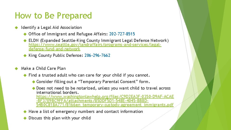 How to Be Prepared Identify a Legal Aid Association Office of Immigrant and Refugee