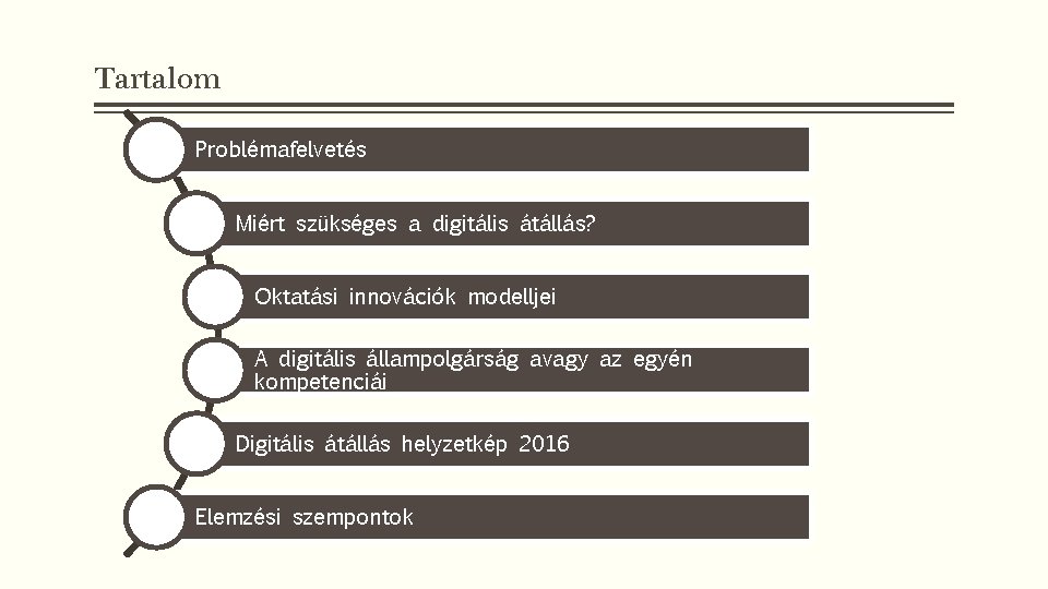 Tartalom Problémafelvetés Miért szükséges a digitális átállás? Oktatási innovációk modelljei A digitális állampolgárság avagy