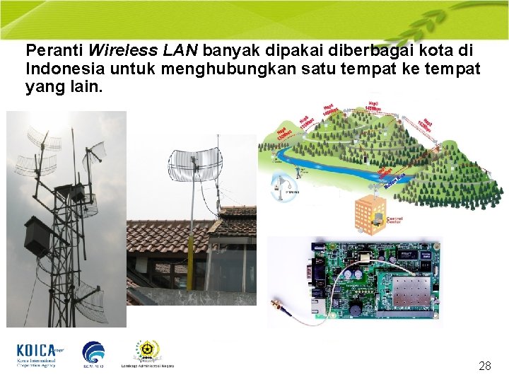 Peranti Wireless LAN banyak dipakai diberbagai kota di Indonesia untuk menghubungkan satu tempat ke