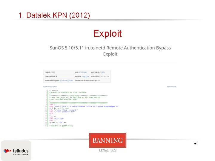 1. Datalek KPN (2012) Exploit 46 