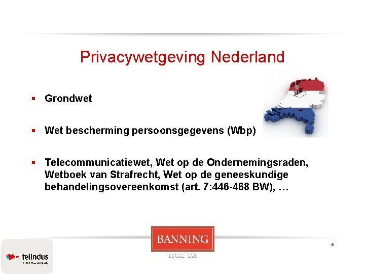 Privacywetgeving Nederland § Grondwet § Wet bescherming persoonsgegevens (Wbp) § Telecommunicatiewet, Wet op de
