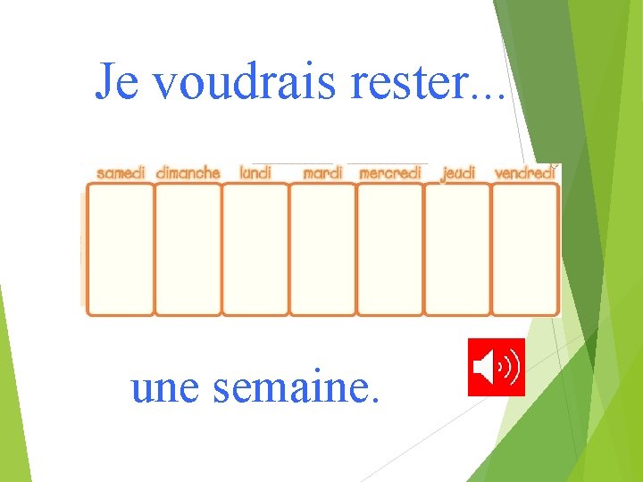 Je voudrais rester. . . une semaine. 