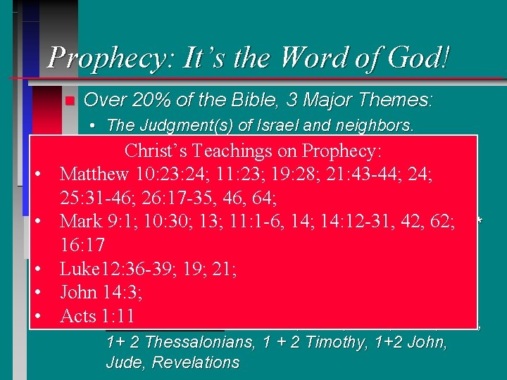 Prophecy: It’s the Word of God! n • • • Over 20% of the