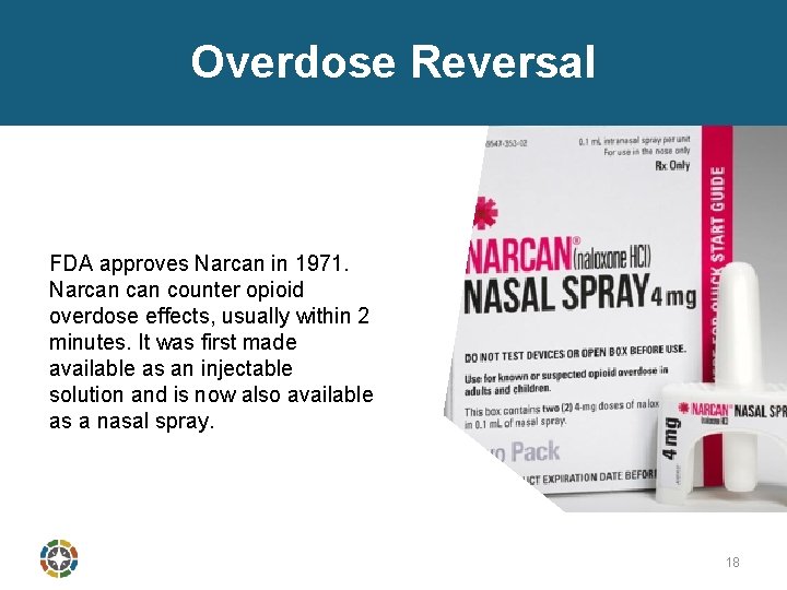 Overdose Reversal FDA approves Narcan in 1971. Narcan counter opioid overdose effects, usually within