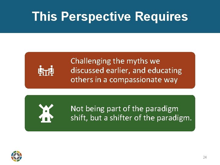 This Perspective Requires Challenging the myths we discussed earlier, and educating others in a