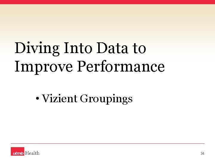 Diving Into Data to Improve Performance • Vizient Groupings 34 