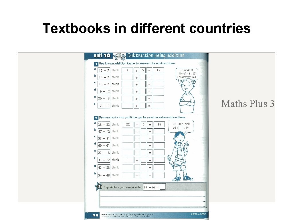 Textbooks in different countries Maths Plus 3 