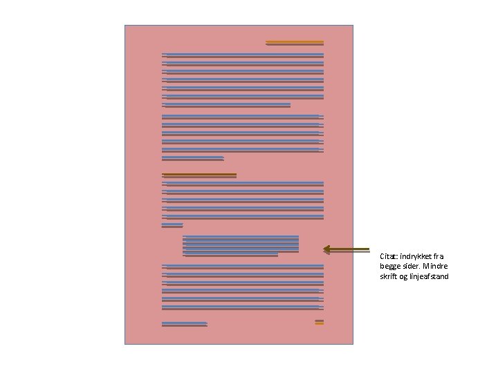 Citat: indrykket fra begge sider. Mindre skrift og linjeafstand 