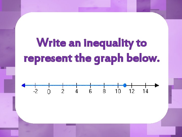Write an inequality to represent the graph below. 
