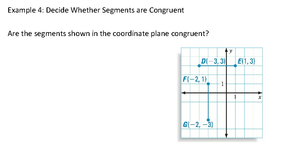 Example 4: Decide Whether Segments are Congruent Are the segments shown in the coordinate