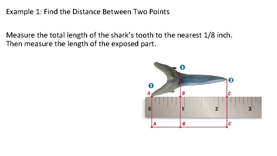 Example 1: Find the Distance Between Two Points Measure the total length of the