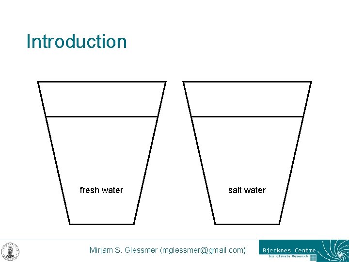 Introduction fresh water salt water Mirjam S. Glessmer (mglessmer@gmail. com) 