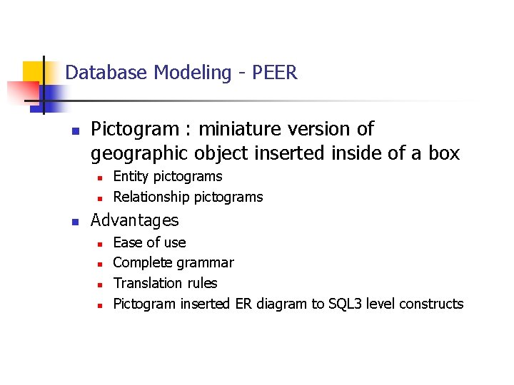 Database Modeling - PEER n Pictogram : miniature version of geographic object inserted inside