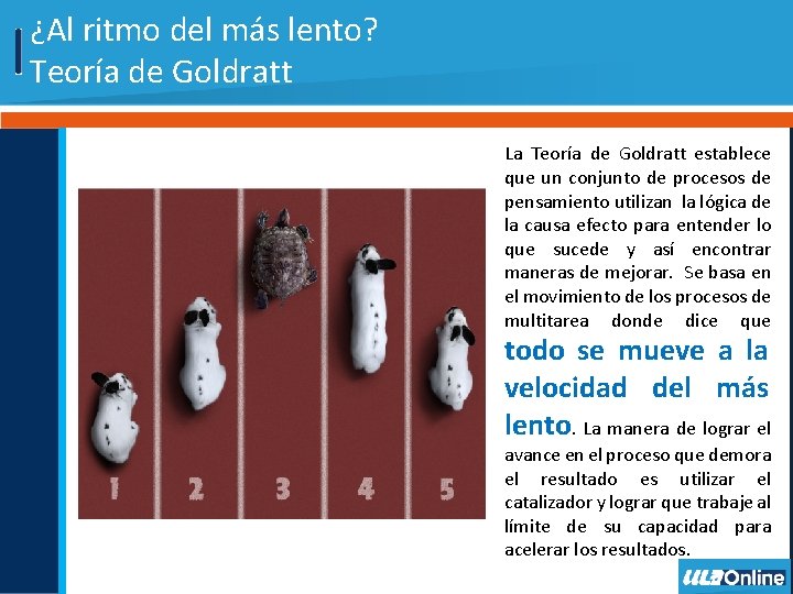 ¿Al ritmo del más lento? Teoría de Goldratt La Teoría de Goldratt establece que