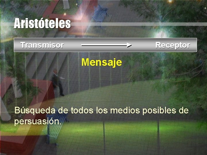 Aristóteles Transmisor Receptor Mensaje Búsqueda de todos los medios posibles de persuasión. 