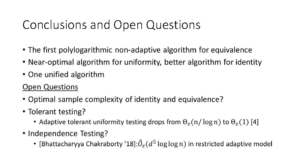 Conclusions and Open Questions • 