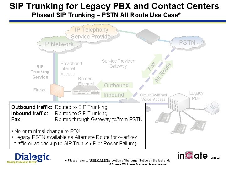 SIP Trunking for Legacy PBX and Contact Centers Phased SIP Trunking – PSTN Alt