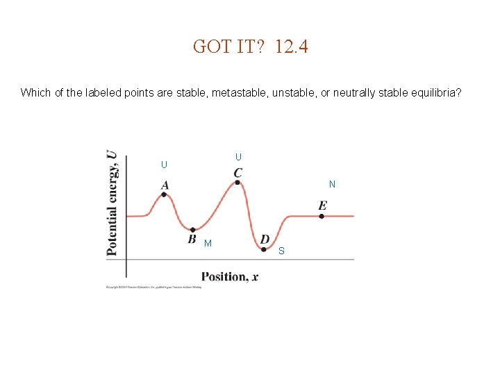 GOT IT? 12. 4 Which of the labeled points are stable, metastable, unstable, or