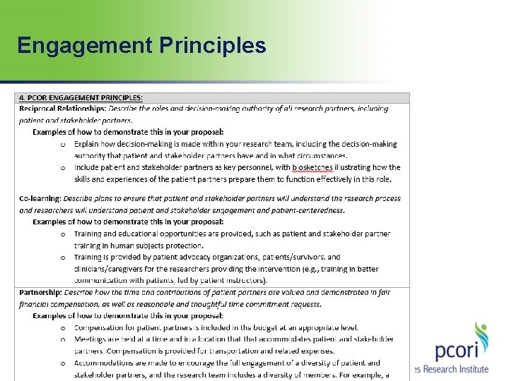 Engagement Principles Engagement Principles