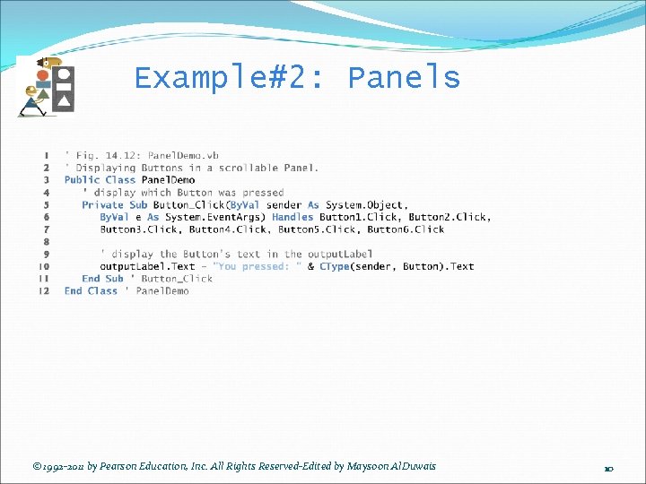 Example#2: Panels © 1992 -2011 by Pearson Education, Inc. All Rights Reserved-Edited by Maysoon