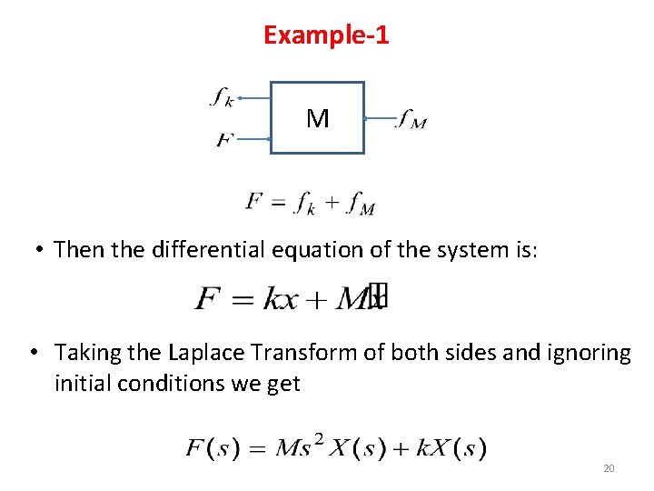 Example-1 M • Then the differential equation of the system is: • Taking the